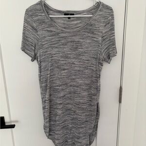 Gray and White Fitted Short Sleeve Tee